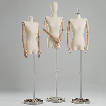 布製マネキン 木製ベース 金属スタンド 紳士マネキン キャンパス地張り ヘッド付 木製可動腕 MBTF28-H18